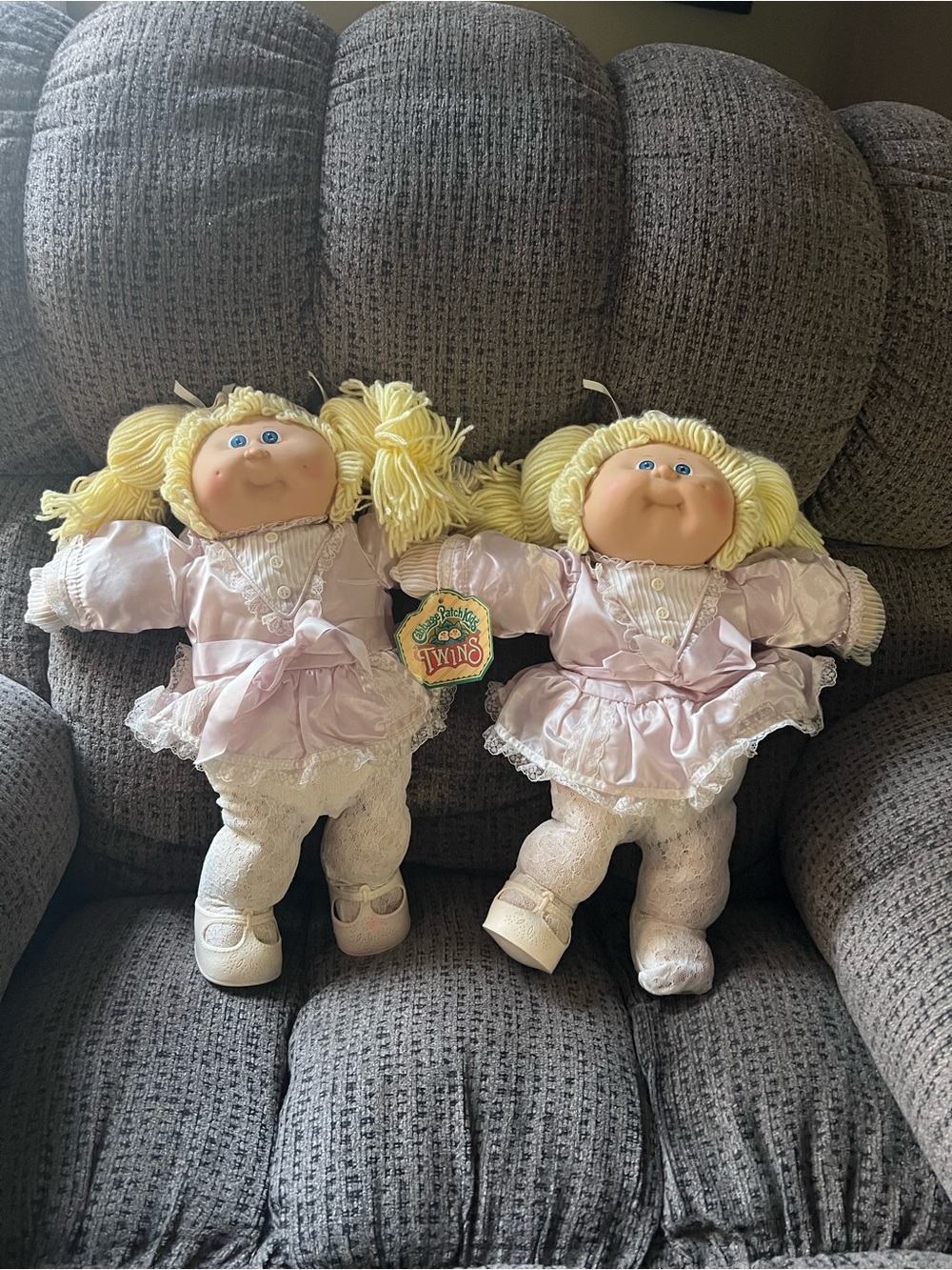 Set of Twin Cabbage Patch Kids Dolls-Blonde Hair, Blue Eyes